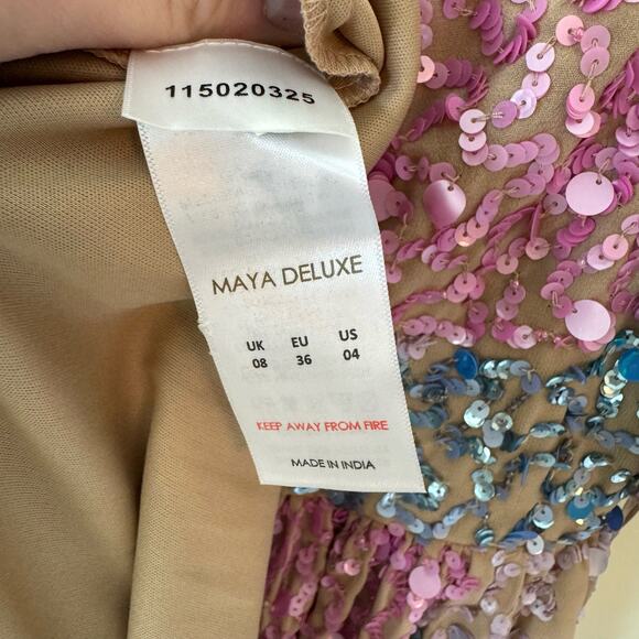 ASOS MAYA DELUXE Puff Sleeve Sequin Mini dress Eras Tour in Pink Blue 4 - Picture 8 of 9